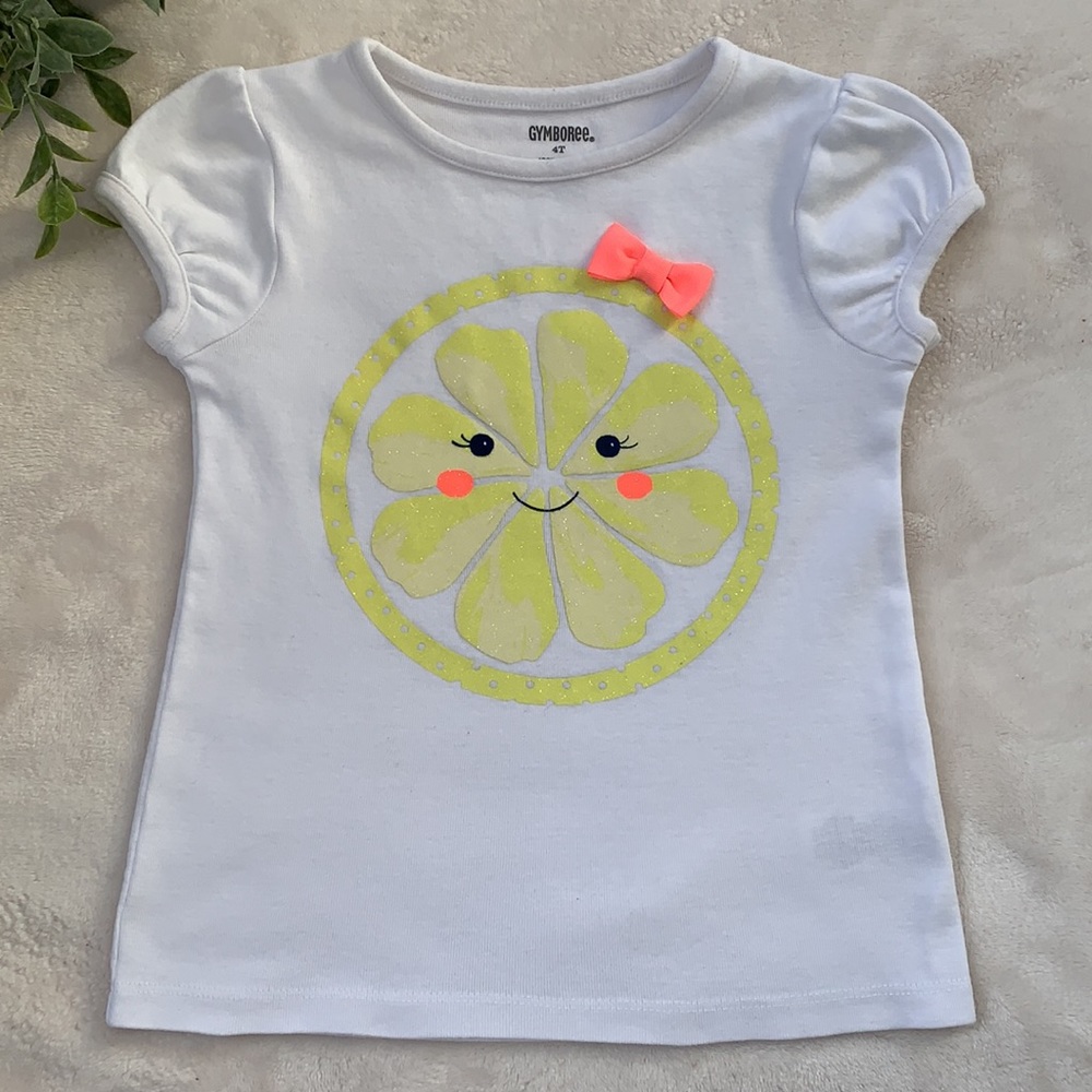 Gymboree White Lemon Slice Top 4T Perfect!